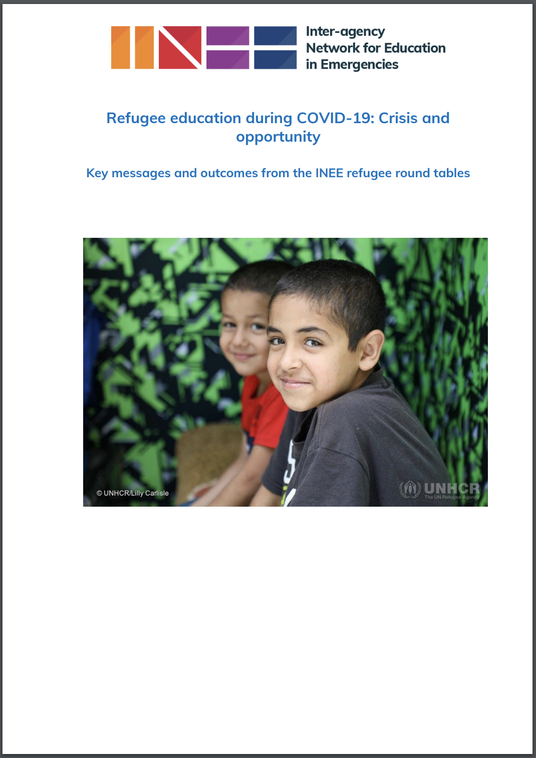 INEE Refugee round table report cover