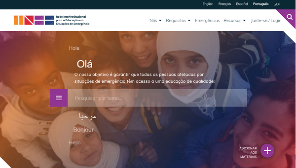 inee.org Portuguese homepage