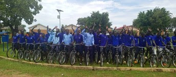Distribution of bicycles at a secondary school in the Adjumani District of Uganda Photo Credit: JRS Uganda